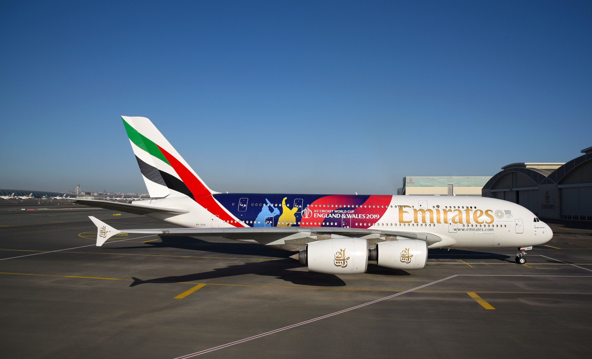 Emirates has revealed a special livery for its A380 airliner in the build-up to the 2019 Men’s Cricket World Cup ©ICC