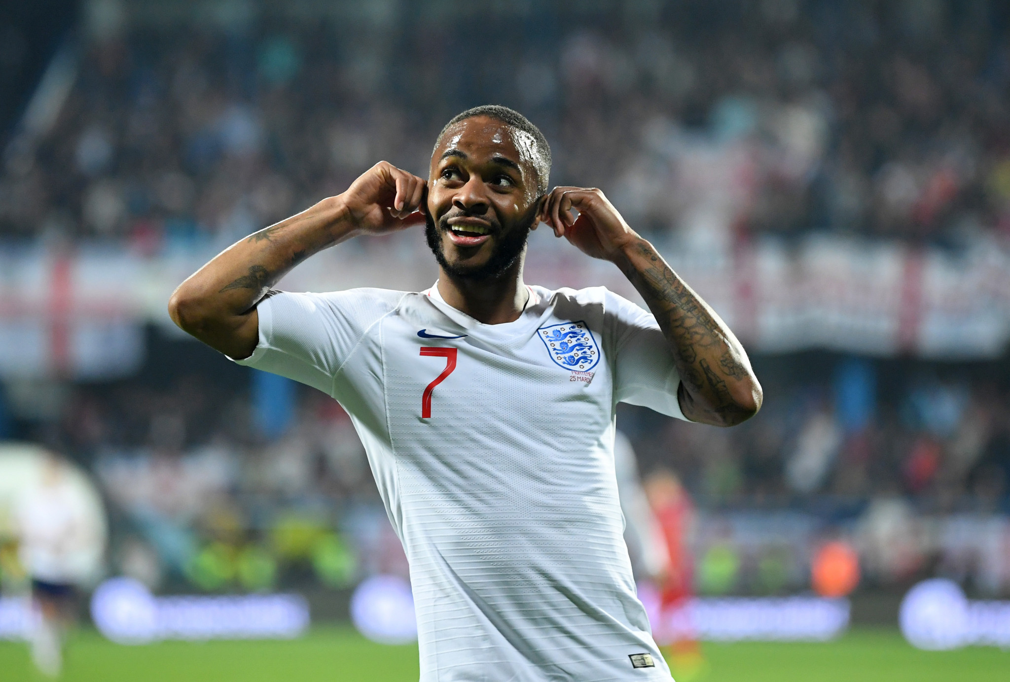 England and Manchester City's Raheem Sterling has been an outspoken critic of how black footballers are treated, including during his national team's recent to Montenegro, a match marred by racist chanting ©Getty Images