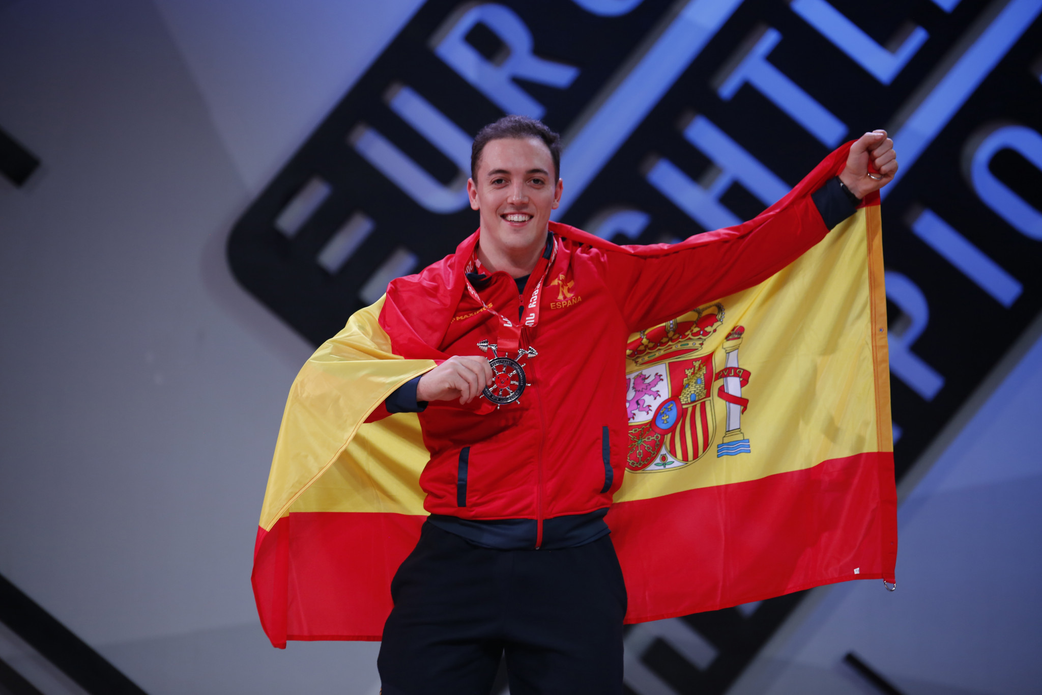 Spain's Andres Mata won a silver medal in the men's 81kg snatch, despite being in Group B ©FEH