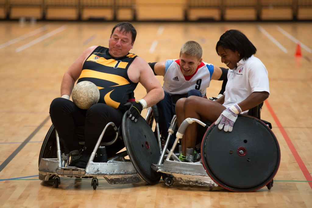 London 2012 Paralympian and international stars take part in special wheelchair rugby training session