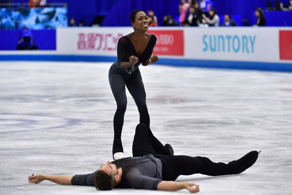 Vanessa James and Morgan Cipres won the pairs free skating for France on the final day of the ISU World Team Trophy in Fukuoka ©ISU