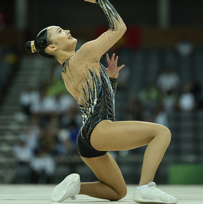 Riri Kitazume of Japan topped women's qualifying at the FIG Aerobic World Cup in Tokyo ©FIG