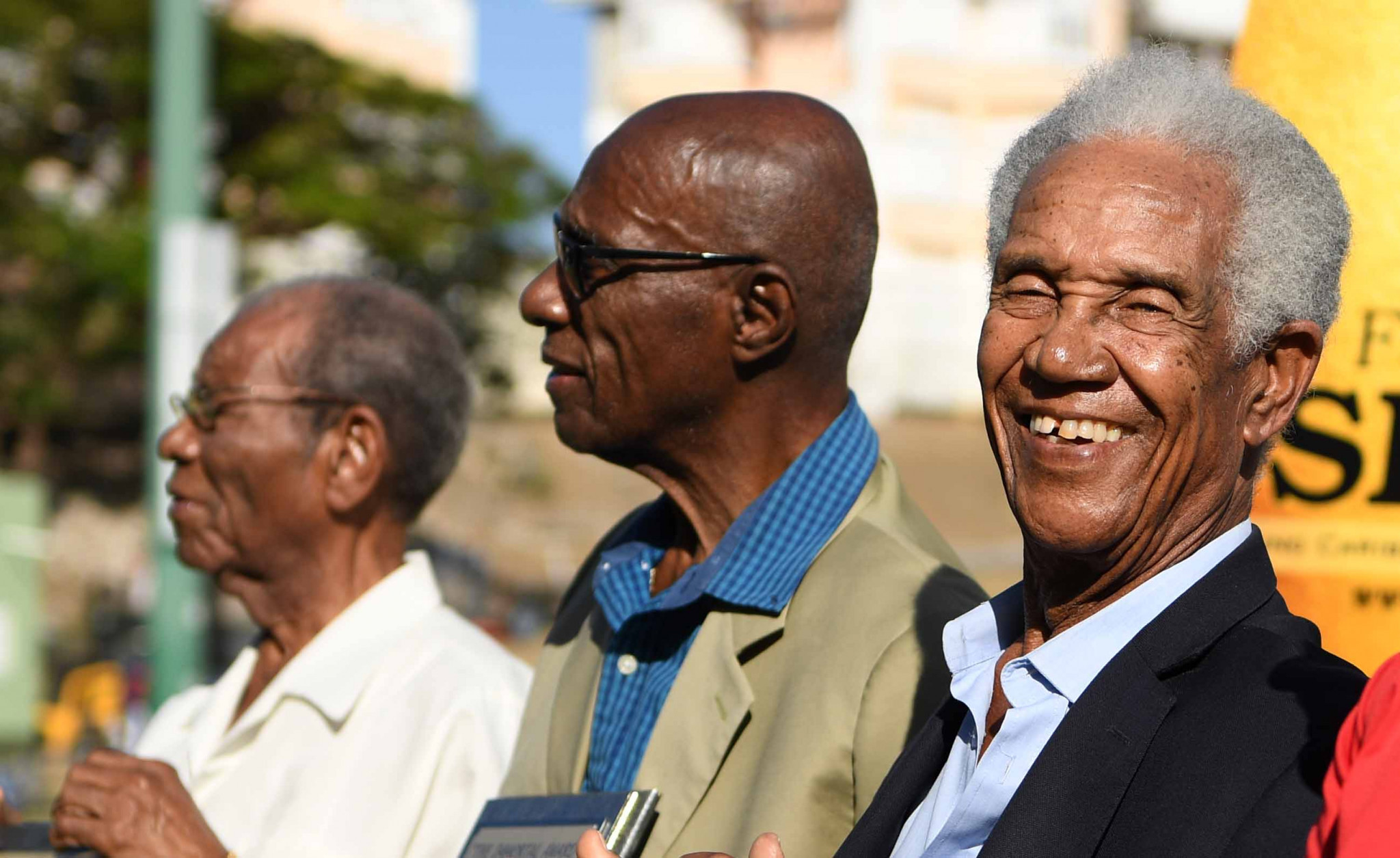 Sir Wes Hall, pictured, centre, with Sir Everton Weekes and Sir Garfield Sobers this year during a one-day tour match between England and The University of West Indies Vice Chancellor's XI in Bridgetown, Barbados. When Hall was Barbados's Sports Minister in 1988 he took a call from Indian PM Rajiv Gandhi which effectively ended Barbados plans to bid for the 1998 Commonwealth Games ©Getty Images