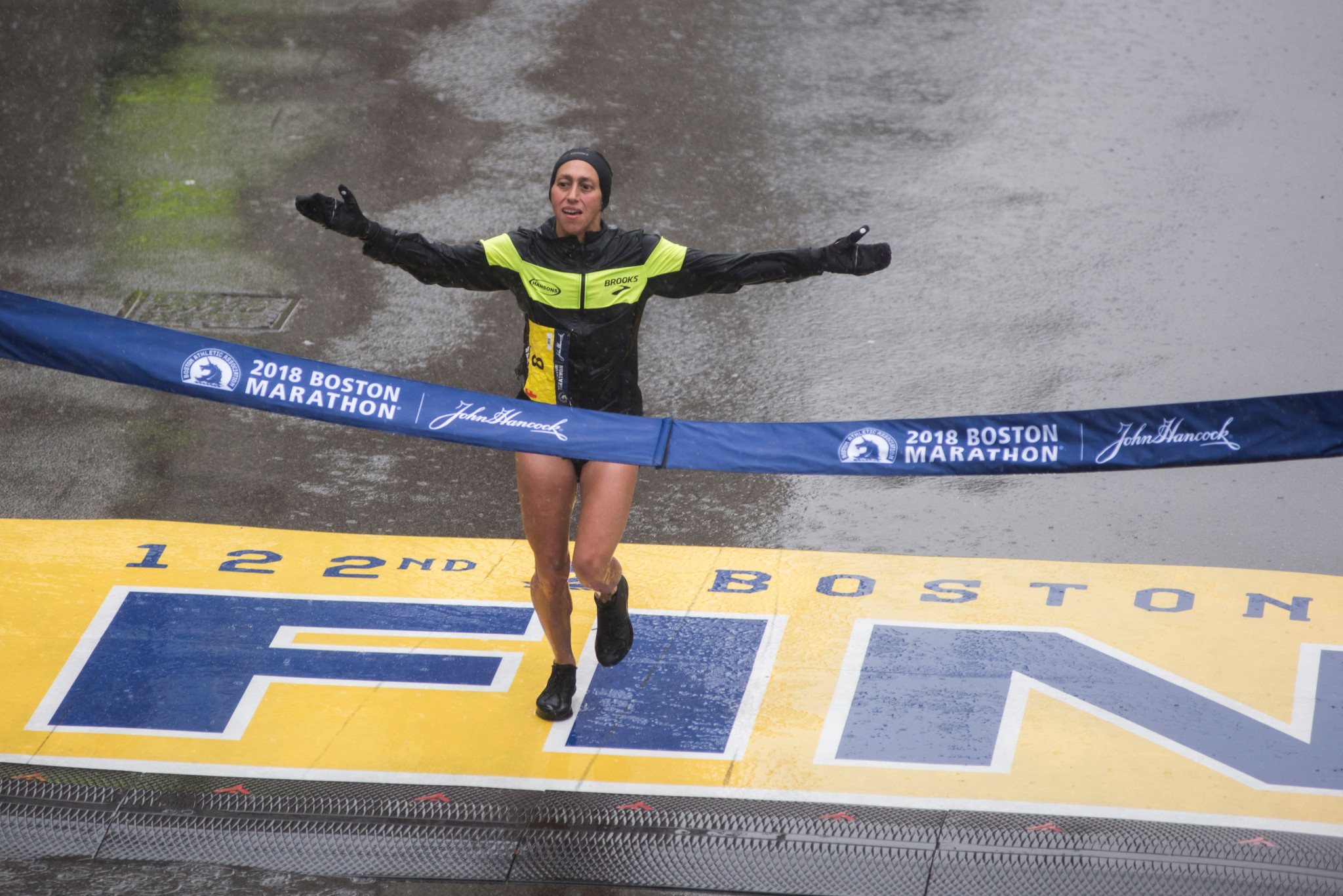 Can Des Linden repeat her shock Boston Marathon victory of last year – as more rain is forecast? ©Getty Images