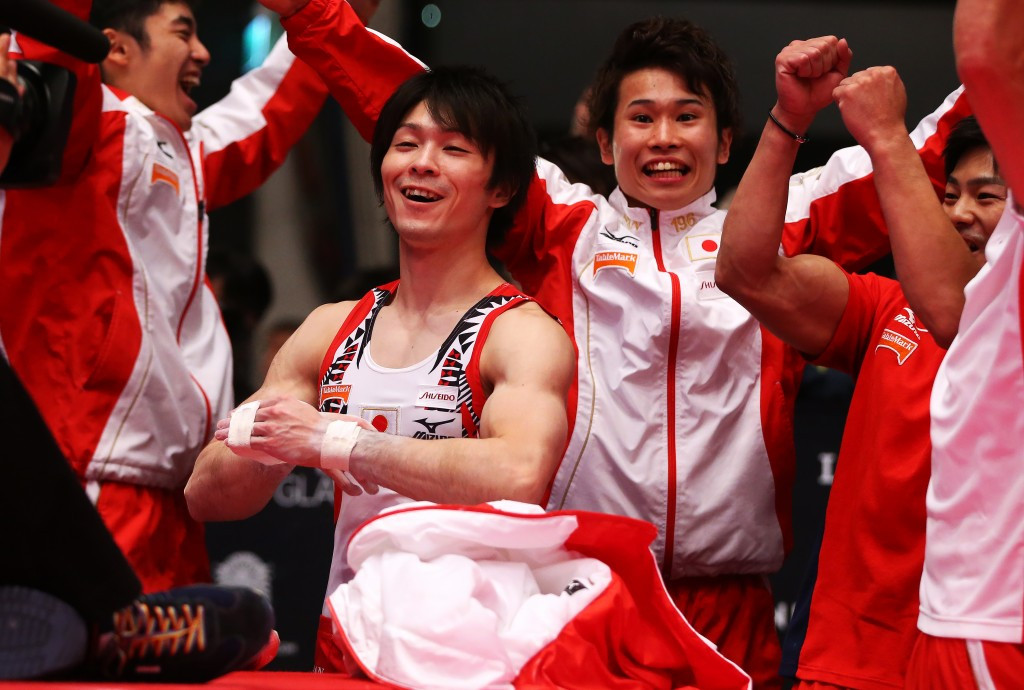 Uchimura secures men's team gold for Japan despite fall on final apparatus at Artistic Gymnastics World Championships