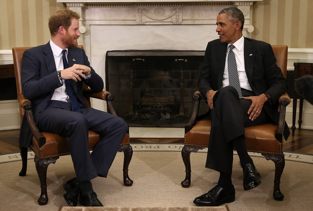 Prince Harry met with United States' President Barack Obama after a tour of the military base ©Getty Images