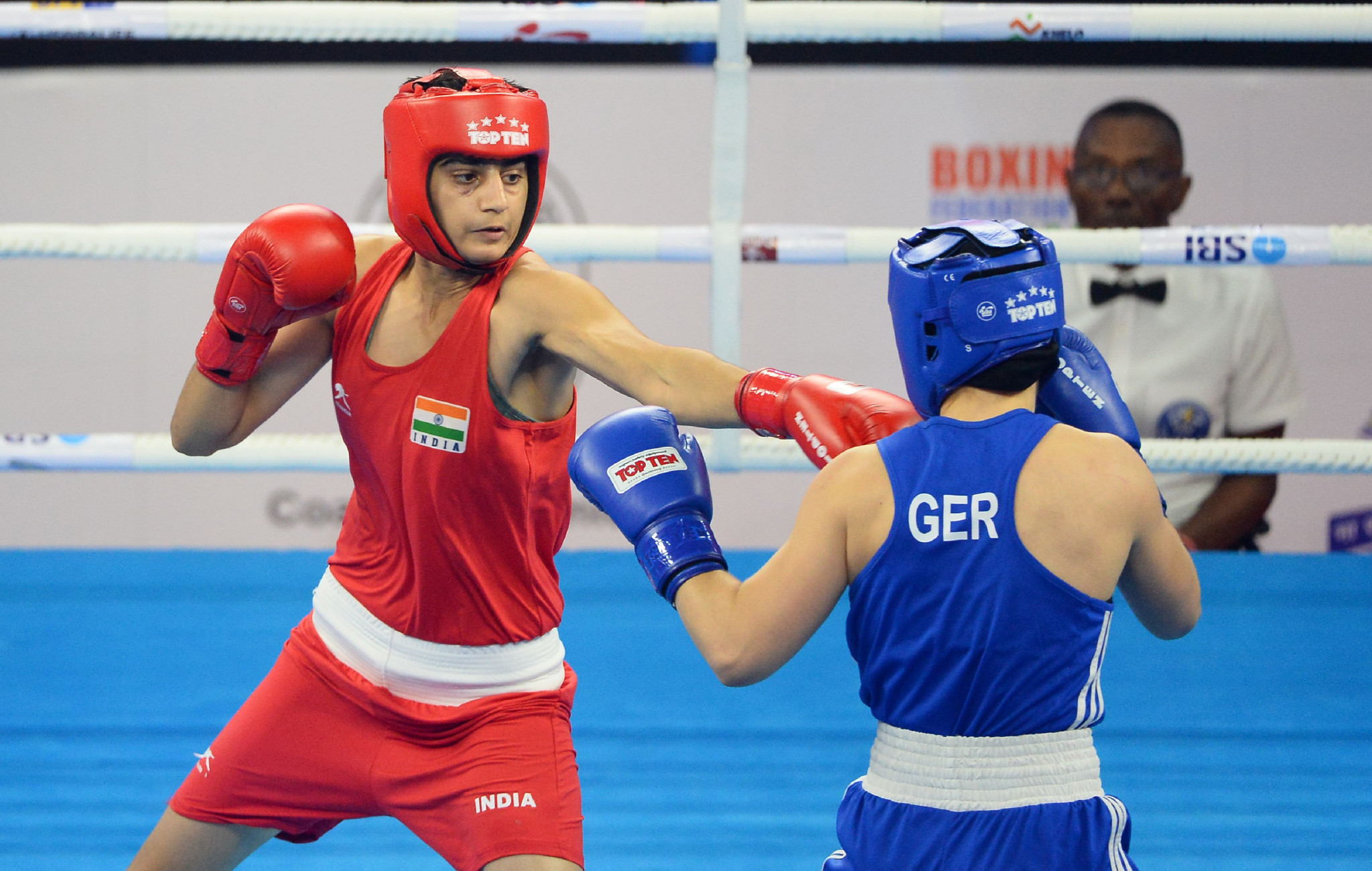 World Championships silver medallist Sonia Chahal of India progressed to the quarter-finals of the women's featherweight division ©Getty Images