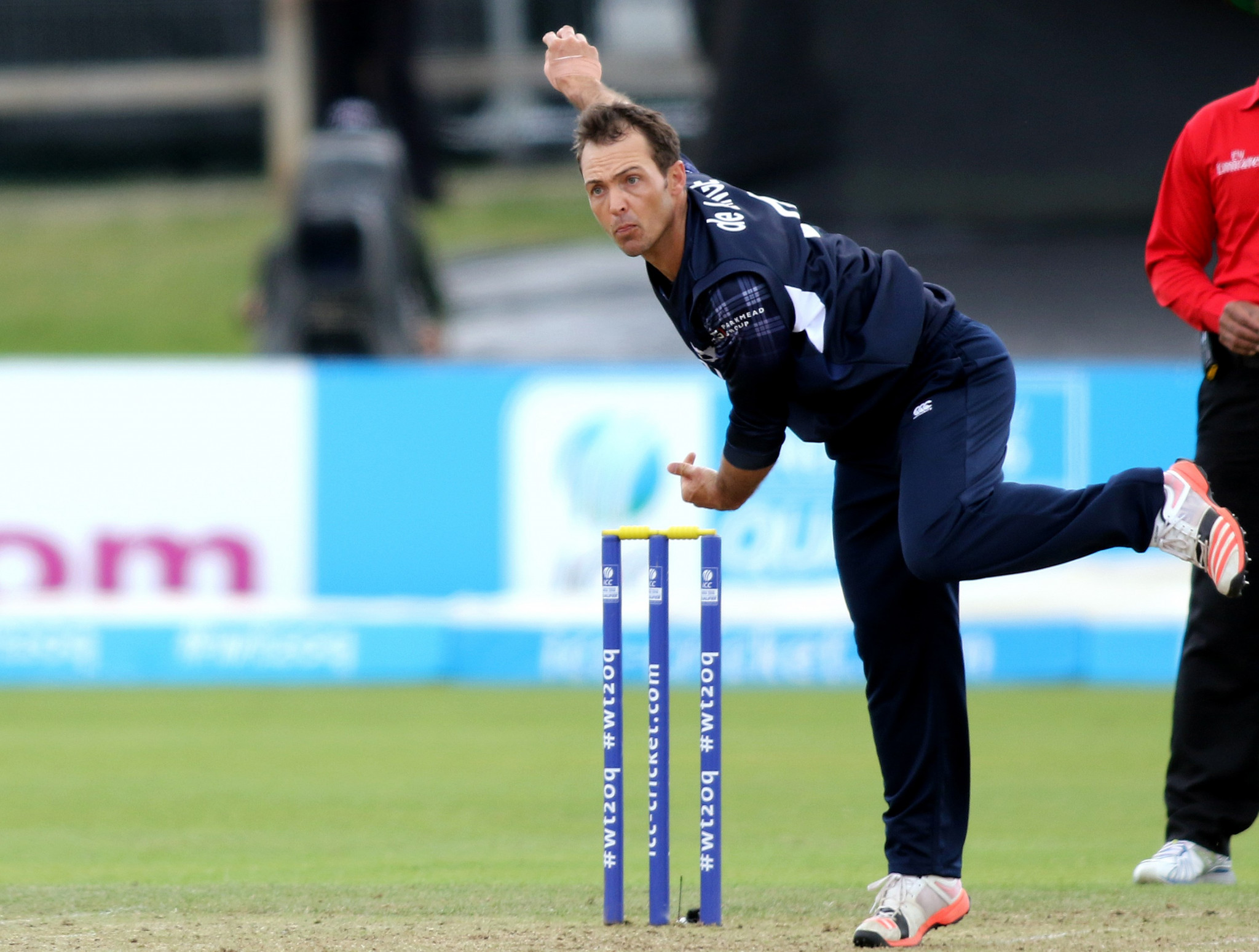 Con De Lange scored the winning runs in Scotland's maiden win over a full ICC member ©Getty Images