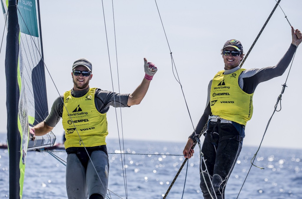 Australia's David and Lachy Gilmour won the 49er medal race at the Sailing World Cup in Genoa ©World Sailing