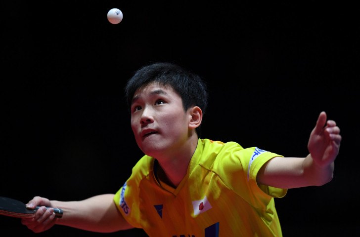 Japan's Tomokazu Harimoto, born to Chinese table tennis internationals, pictured en route to winning the ITTF World Tour Grand Finals last December - aged 15 ©Getty Images