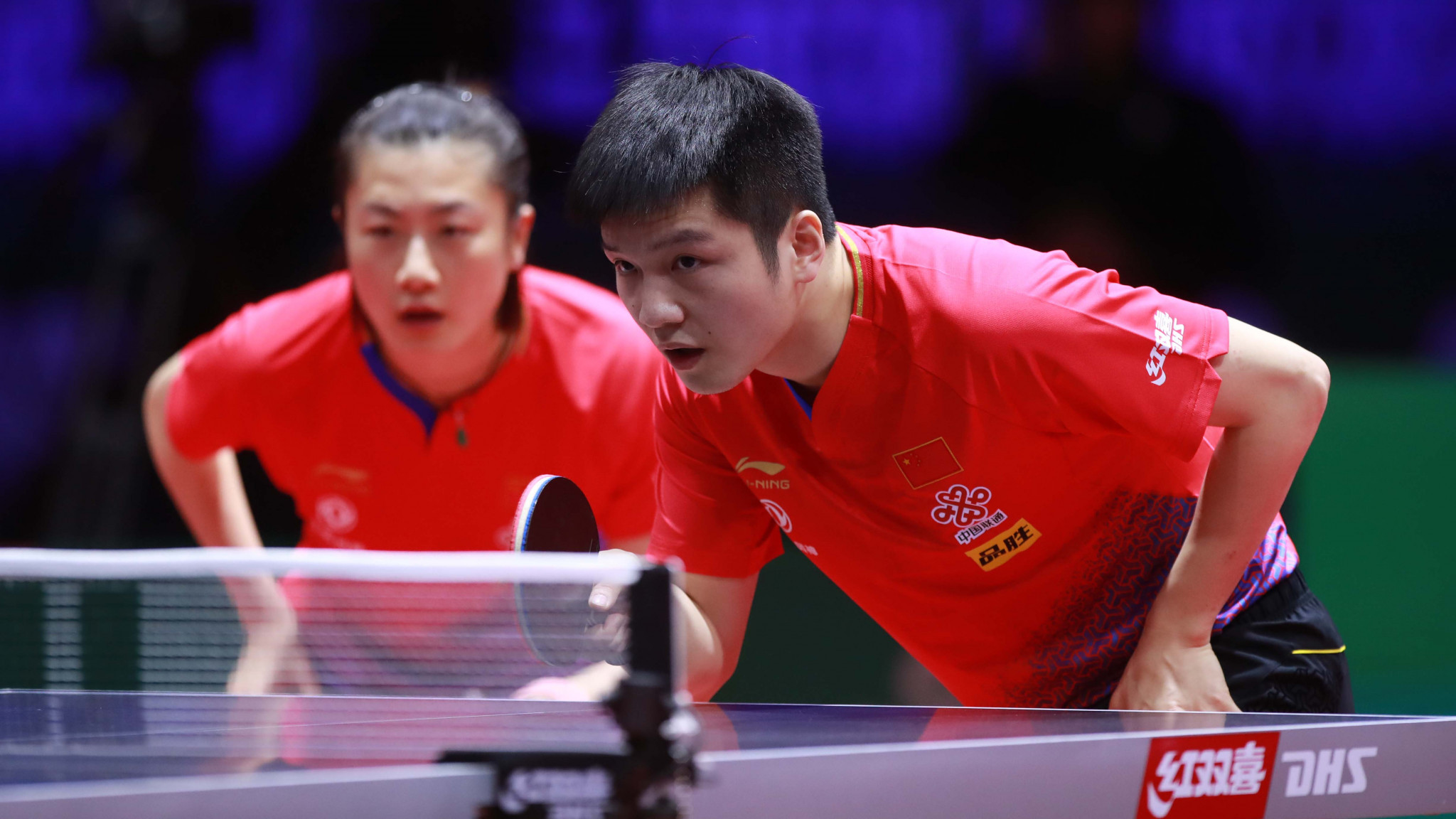 Top singles seeds Fan Zhendong and Ding Ning won their opening mixed doubles contest on the first day of the ITTF World Championships in Budapest ©ITTF