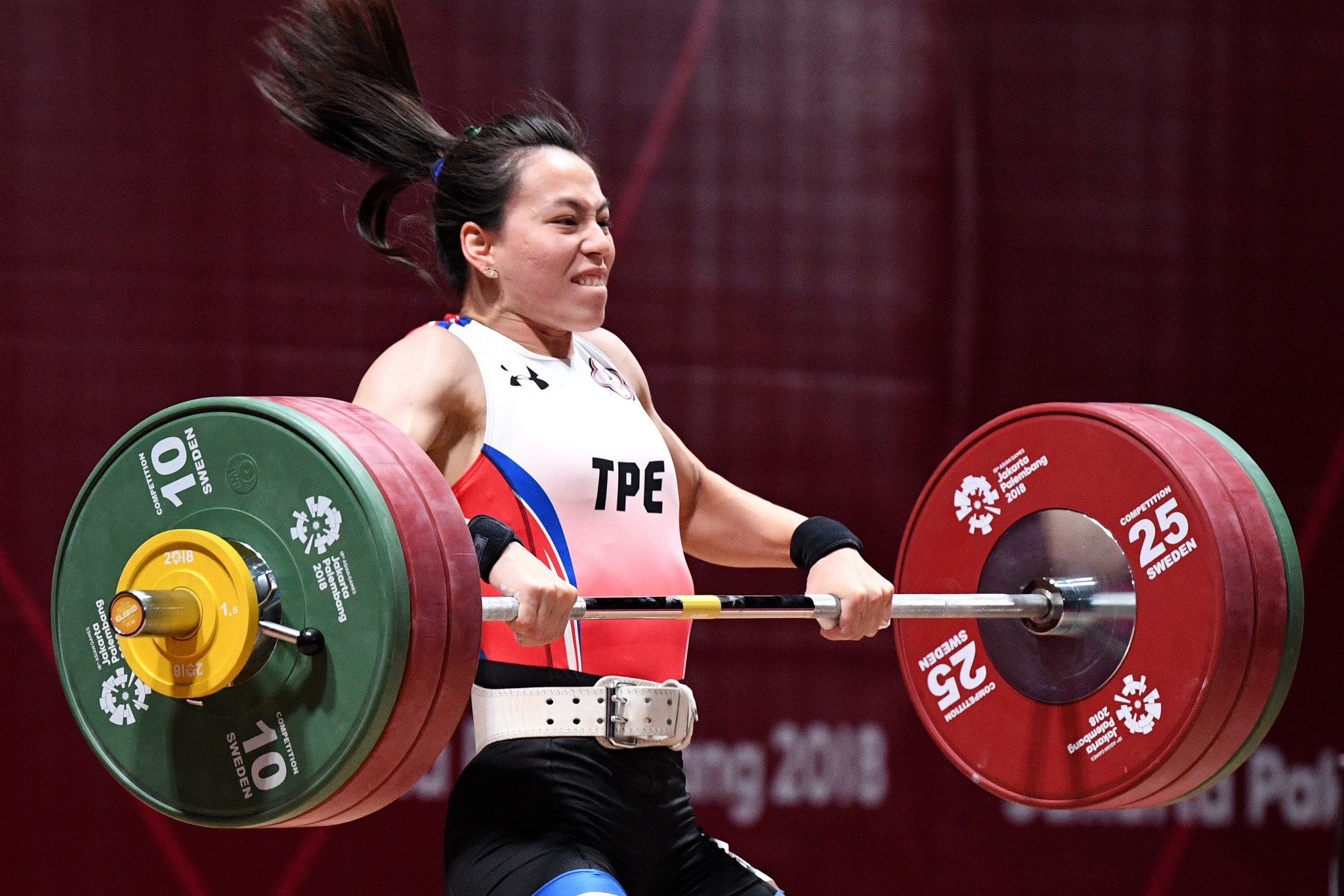 Chinese Taipei's Kuo Hsing-chun broke three world records en route to claiming the women's 59 kilograms title at the Asian Weightlifting Championships in Ningbo in China today ©Getty Images