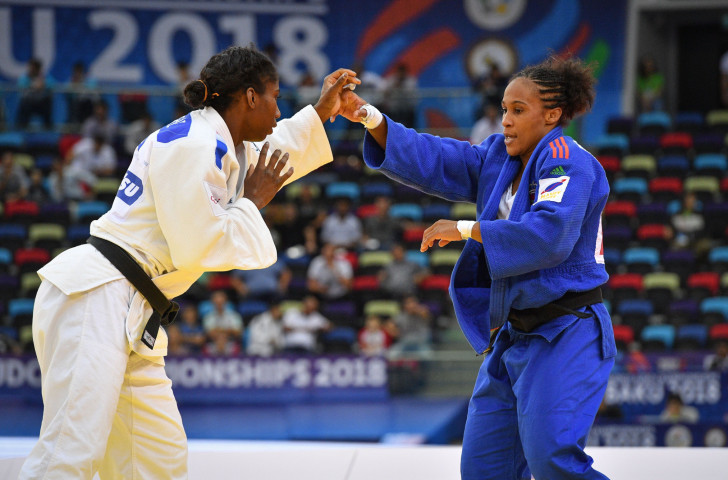 Morocco's Rio 2016 Olympian Assmaa Niang, right, will defend her African Senior women's under-70kg title in South Africa ©Getty Images