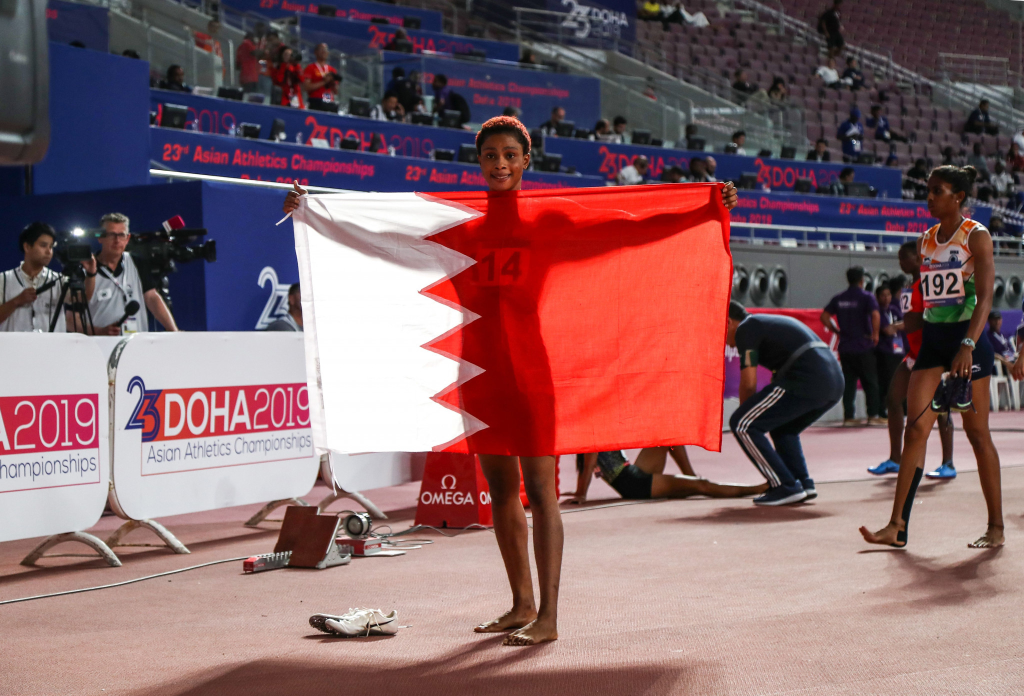 Bahrain's Salwa Naser took her fourth gold on the final day of the Asian Athletics Championships in Doha ©Getty Images