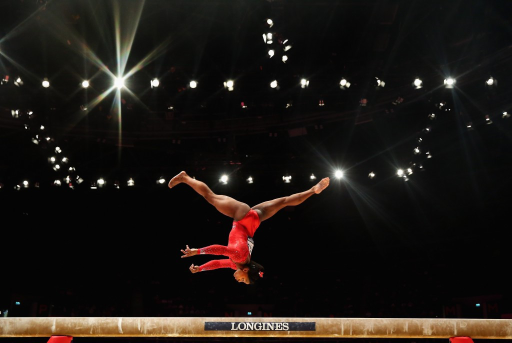 It wasn't all plain sailing for Simone Biles as she nearly fell from the balance beam ©Getty Images