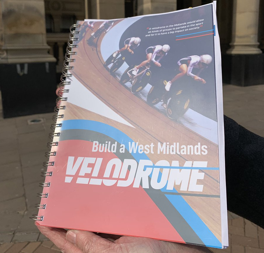 Campaigners for a velodrome handed a petition to Birmingham City Council last week ©Twitter/WM Velodrome Campaign