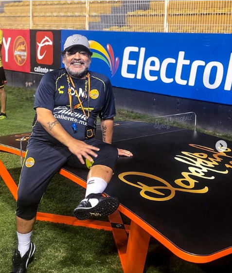 Maradona gifted custom teqball tables by Ronaldinho