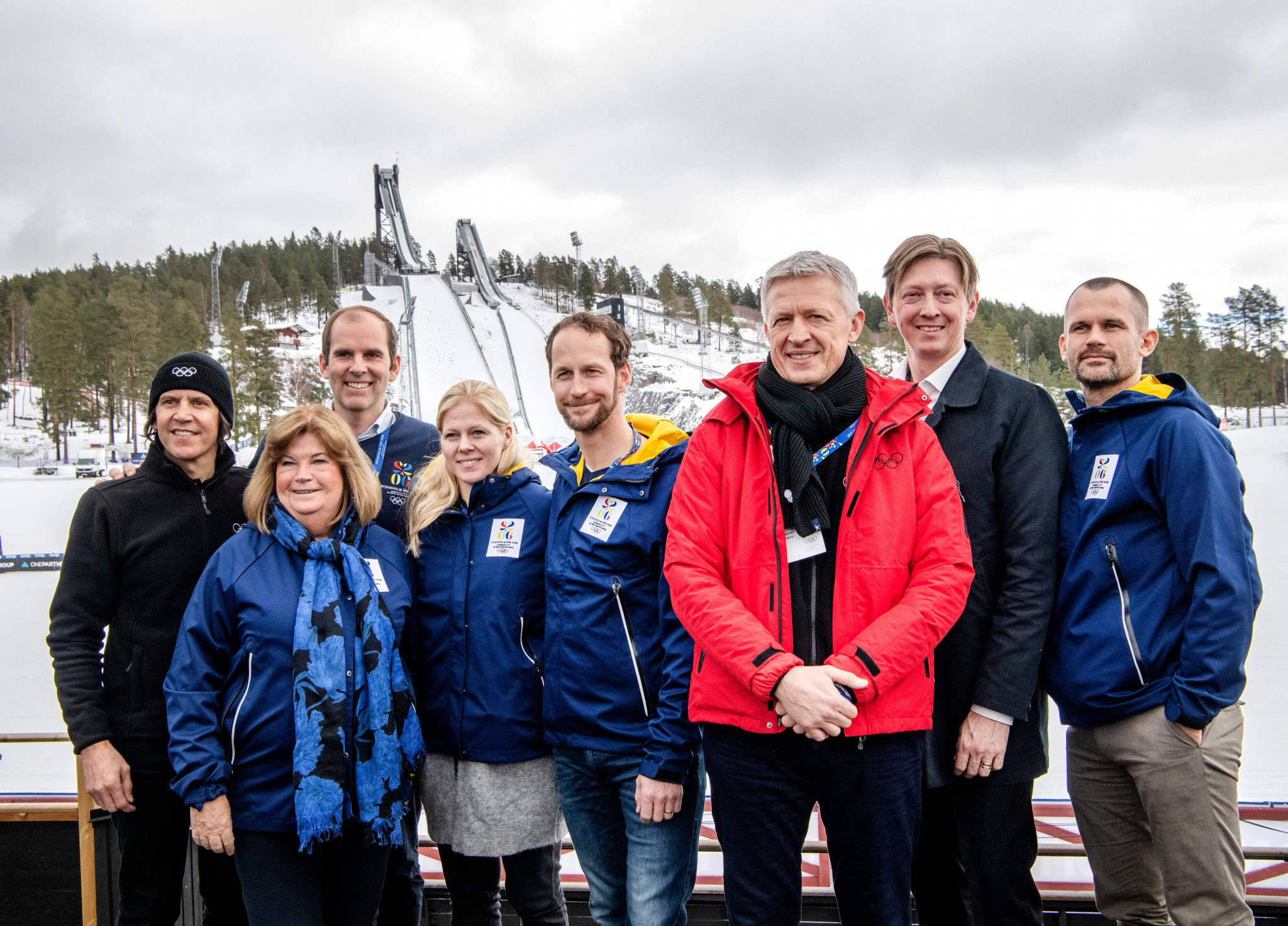 Richard Brisius, second from left at the back, is the chief executive of Stockholm Åre 2026 ©Getty Images