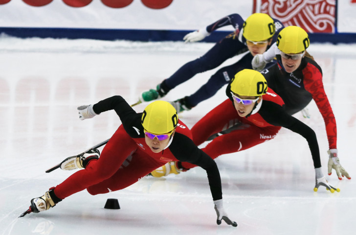 Short track speed skater Wang Meng, front, the most decorated Chinese winter Olympian in history, has been appointed head coach of the national speed skating team ©Getty Images