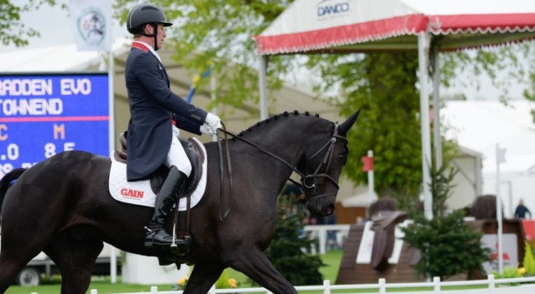 Oliver Townend set a record on the opening day of dressage at the Badminton Horse Trials ©Badminton Horse Trials