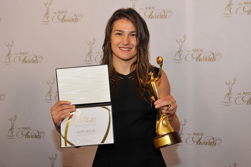 Ireland's Katie Taylor won the best female title from the European Games at the ANOC Awards