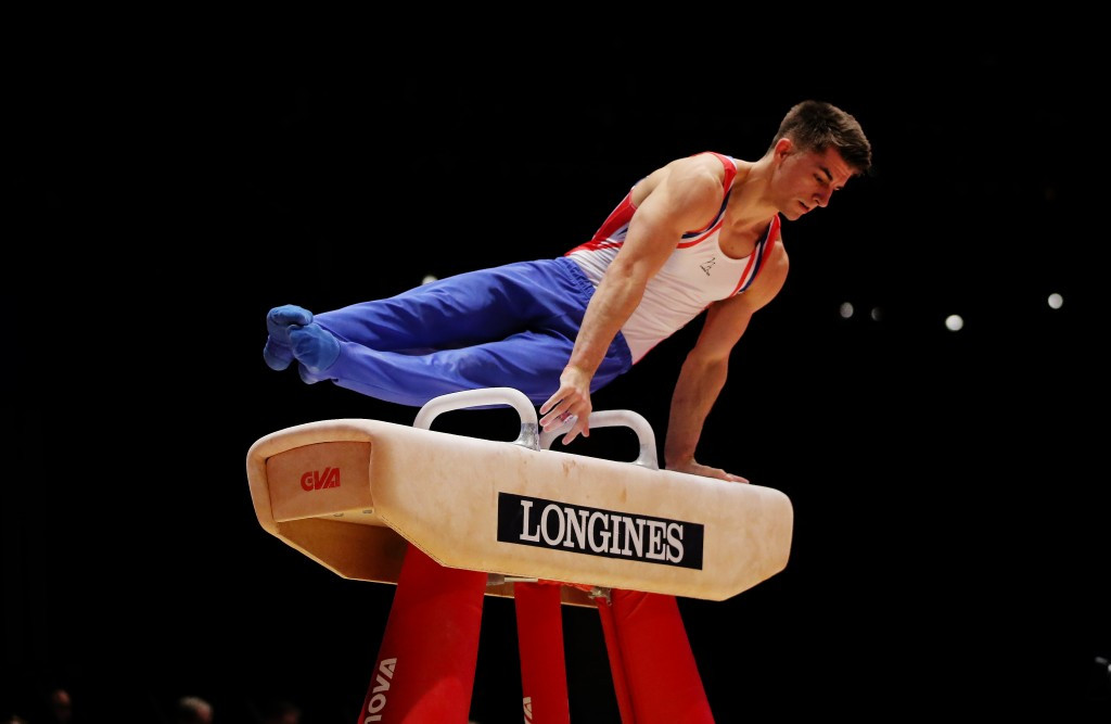 Britain's Max Whitlock laid down a marker early on with a score of 16.100 on the pommel horse ©Getty Images