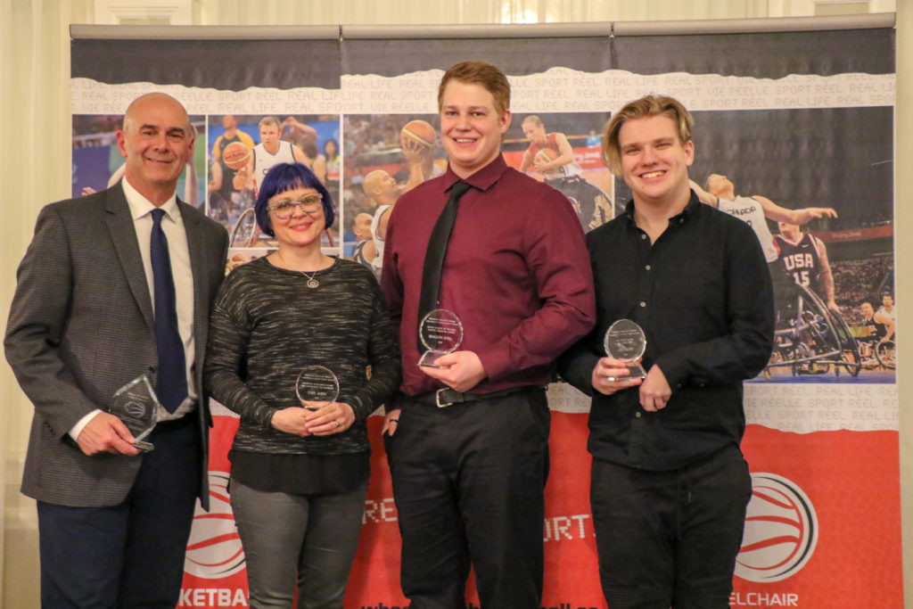Four Albertans were among the five outstanding individuals honoured at the Wheelchair Basketball Canada Annual Awards, which saw decorated referee Sergio Giordano, left, inducted into the Hall of Fame ©WBC