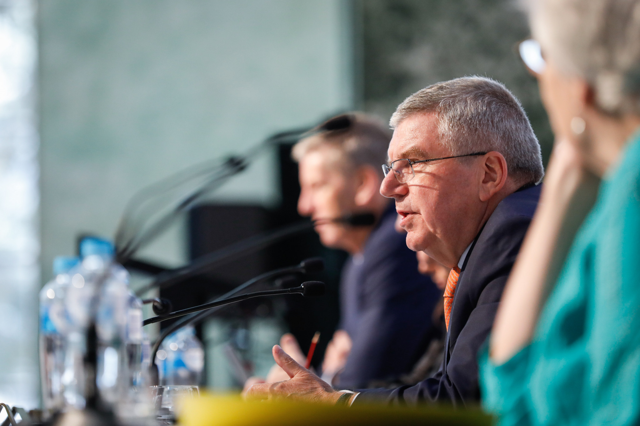 International Olympic Committee President Thomas Bach responds to questions from the media during the Australian Olympic Committee Annual General Meeting in Sydney ©Getty Images