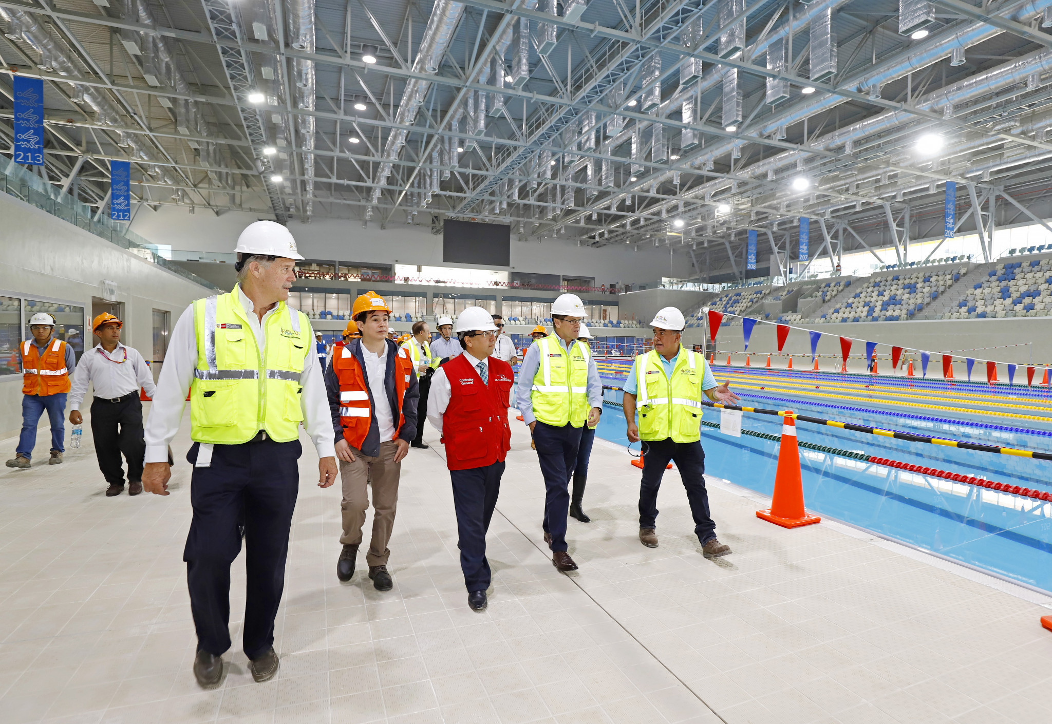 The Aquatic Centre was among the venues visited at the Videna National Sports Village ©Lima 2019