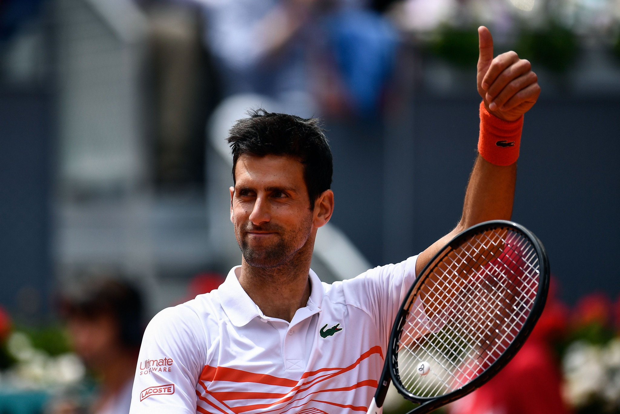 Top seed Novak Djokovic secured his spot in the last 16 of the Madrid Open after comfortably beating American Taylor Fritz in straight sets today ©Getty Images