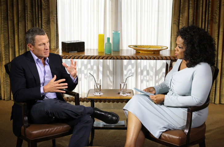 Lance Armstrong tells Oprah Winfrey in 2013 how he doped but did not consider he cheated ©Getty Images