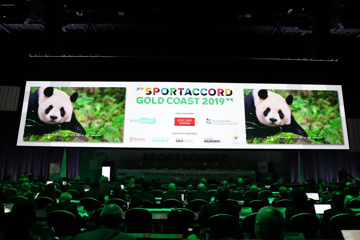 It is no surprise that the famous pandas should have featured in Chengdu's presentation for the 2025 World Games to the IWGA General Assembly in the Gold Coast today ©Twitter