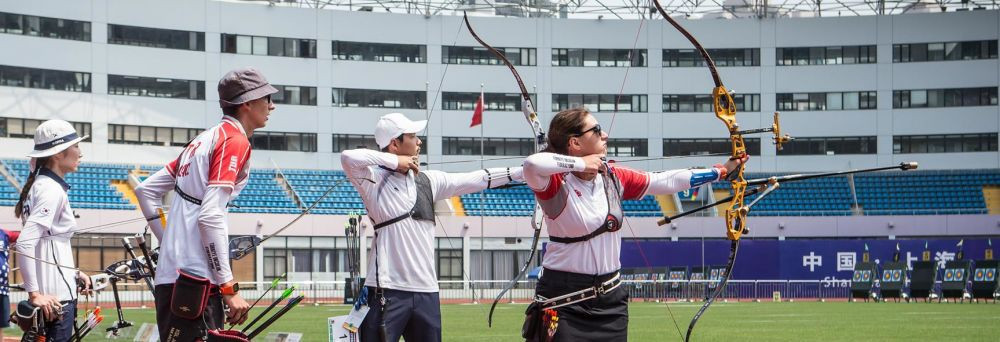 Turkey's Mete Gazoz and Yasemin Anagoz beat the top-seeded South Korean pair to reach Sunday's recurve mixed team final at the Archery World Cup in Shanghai ©World Archery