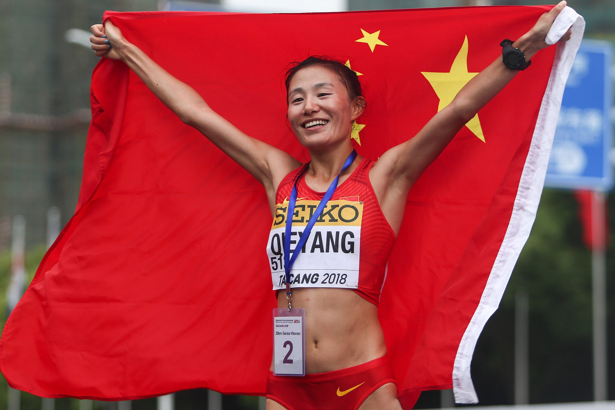 Qieyang Shijie won her first major gold at the IAAF Race Walking Challenge in Taicang, China ©Getty Images