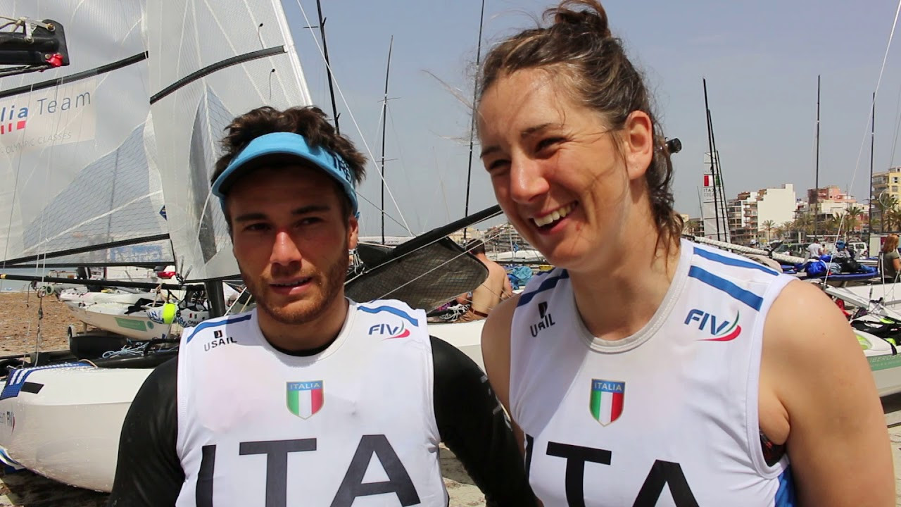 Italian world champions Ruggero Tita and Caterina Banti won all three opening races of the Nacra 17 European Championships in Weymouth ©YouTube