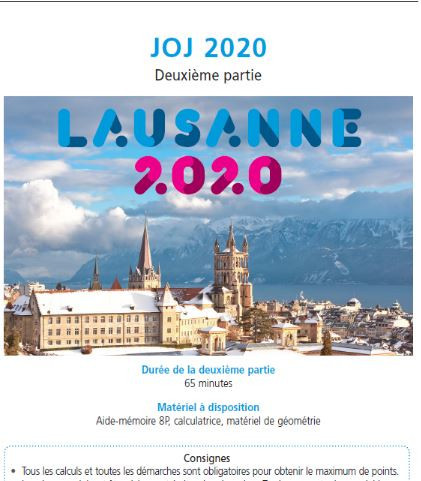 The maths test, based on next year's Lausanne 2020 Youth Olympics, that thousands of schoolchldren in the region took this week ©Lausanne 2020