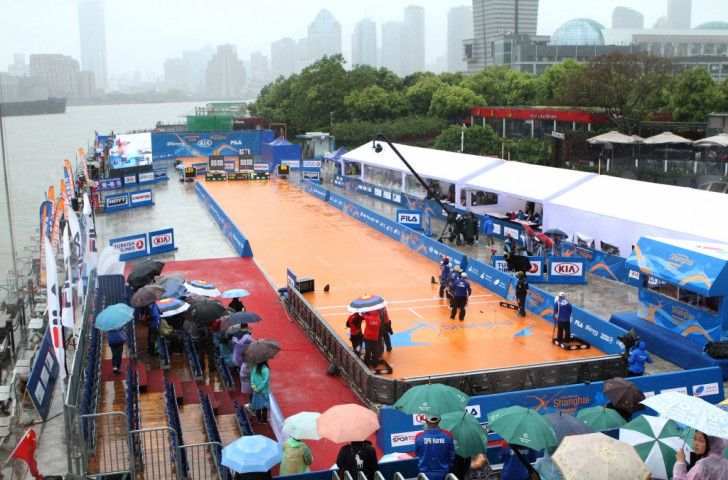 The Shanghai stage of the Archery World Cup is often played out in wet conditions