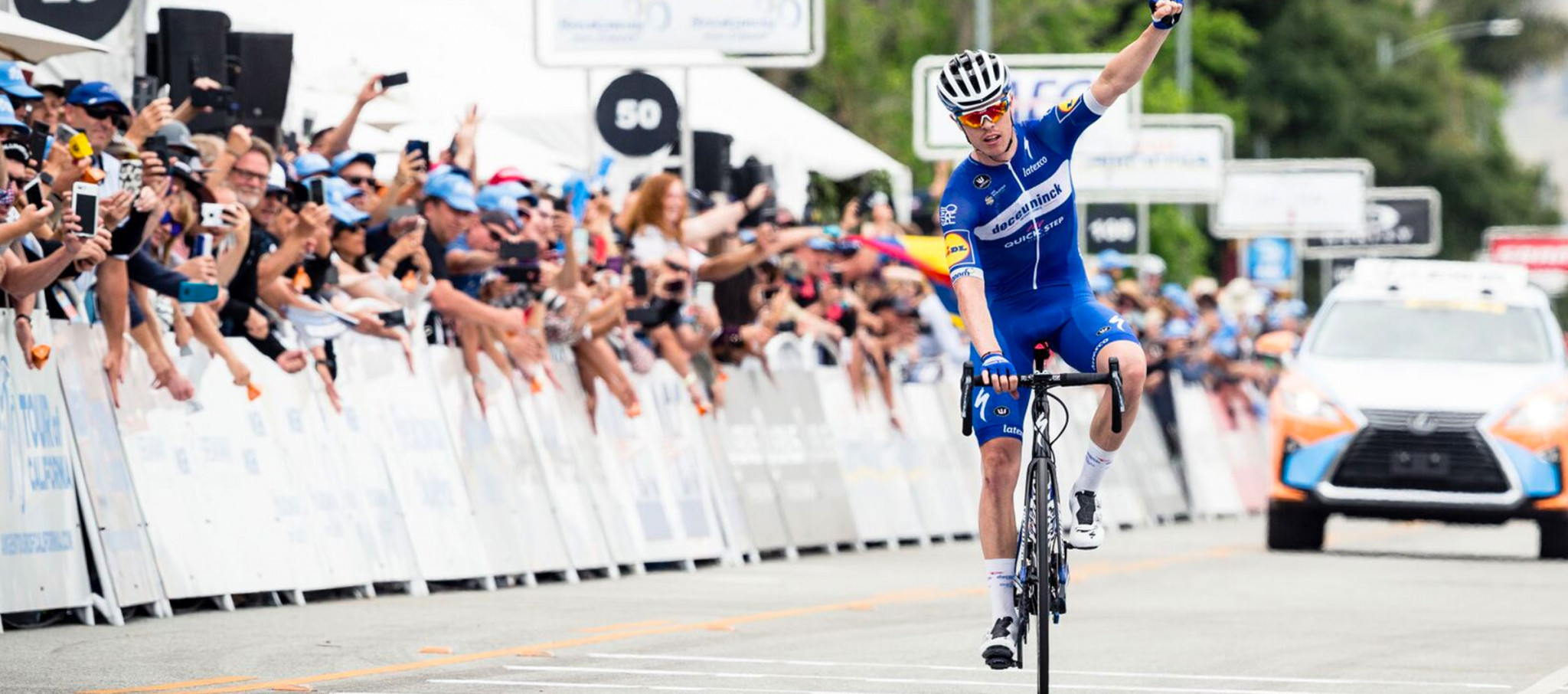 Cavagna wins stage three of Tour of California after surviving lone breakaway