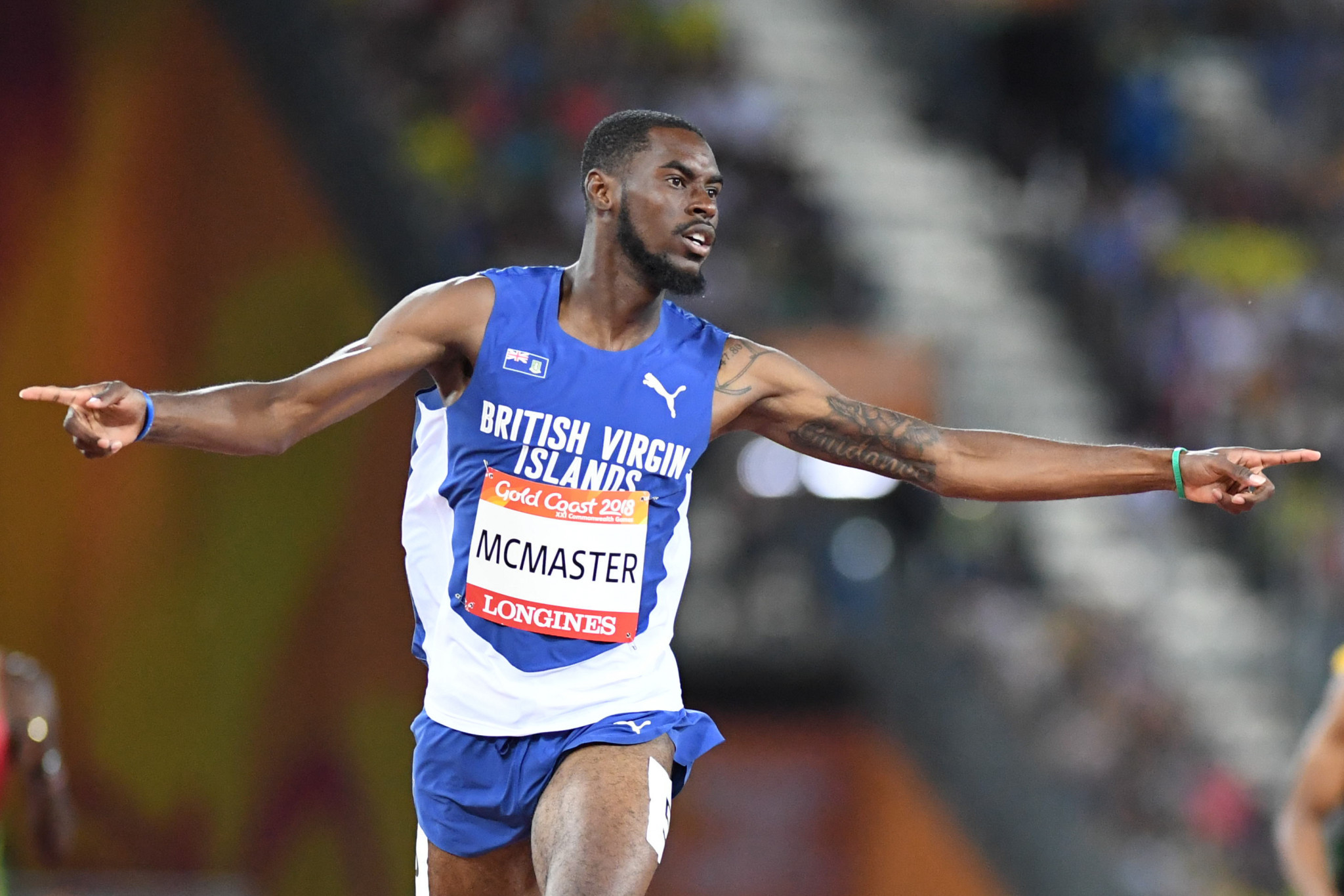 Kyron McMaster wins the Commonwealth 400m hurdles title for the British Virgin Islands last year - his country now hopes he will next earn a medal at the Pan American Games in Lima ©Getty Images