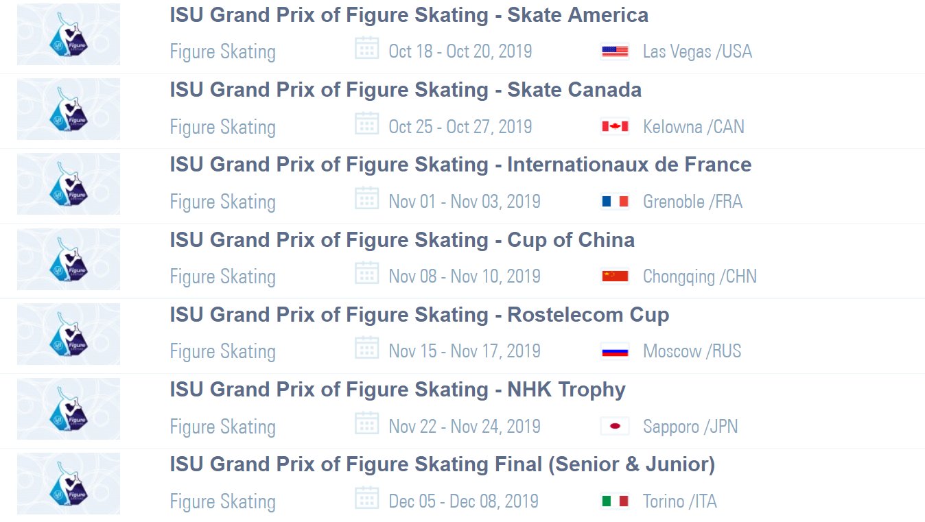 Isu Grand Prix 2022 Schedule Isu Reveals Figure Skating Calendar For 2019-2020 Season
