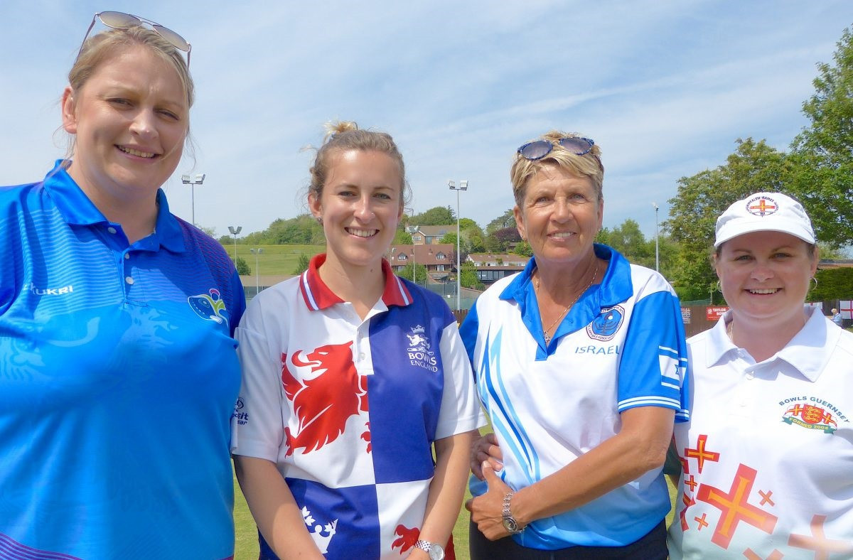 Israel's Ruti Gilor, third from left, beat Guernsey's Lucy Beere, right, in the women's singles final as action continued today at the World Bowls Atlantic Championships in Cardiff ©World Bowls