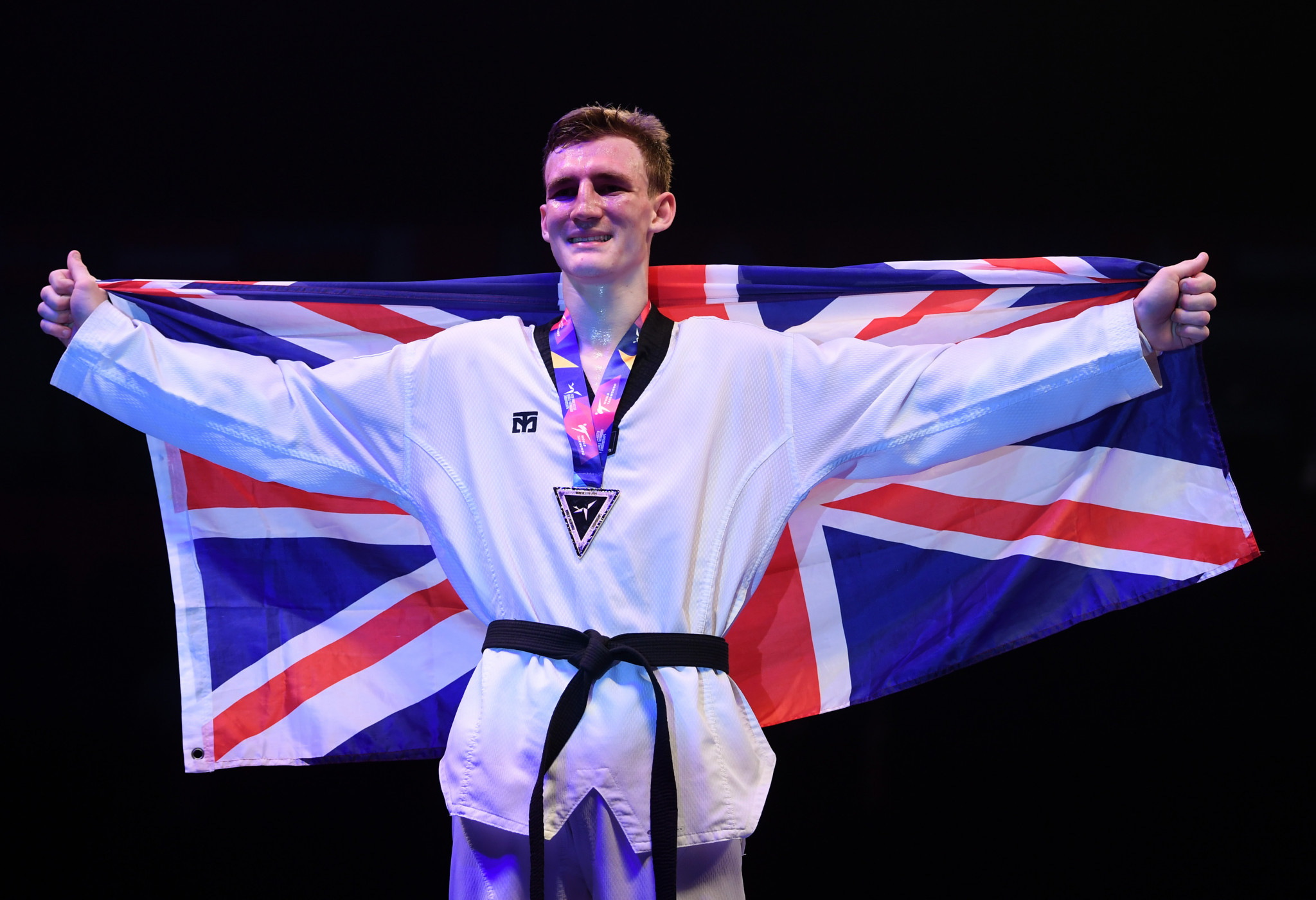 Britain also won gold through Bradly Sinden in the men's under-68kg and he became the first British male taekwondo world champion ©Getty Images