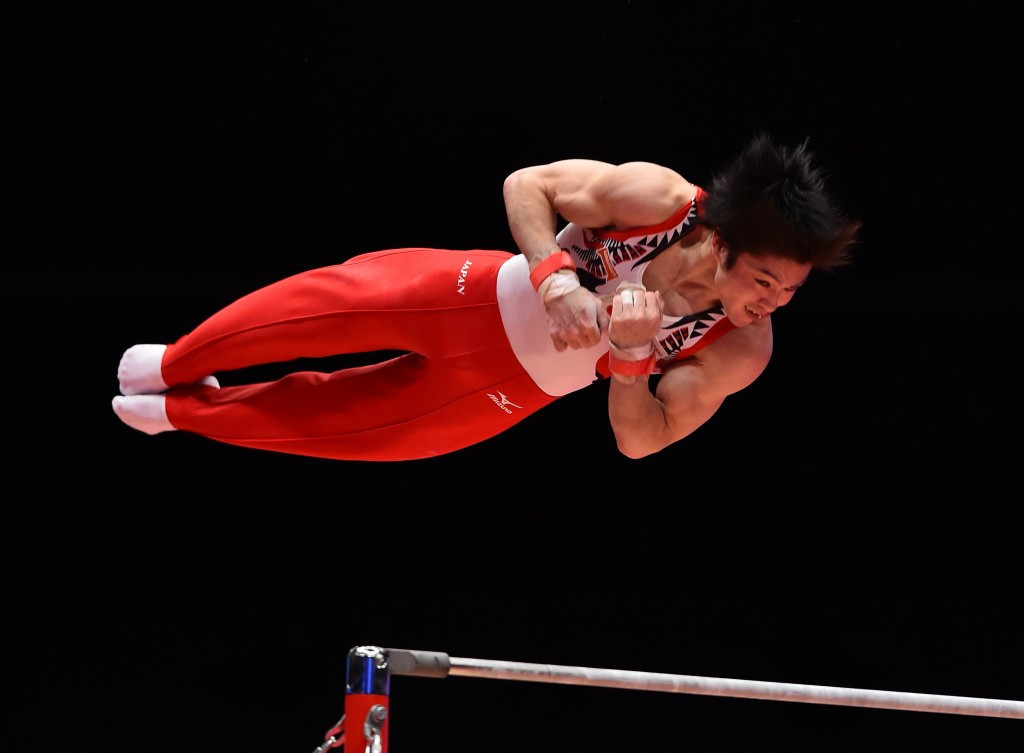 Japanese sensation Kohei Uchimura claimed his 10th world title with gold on the high bar ©Getty Images