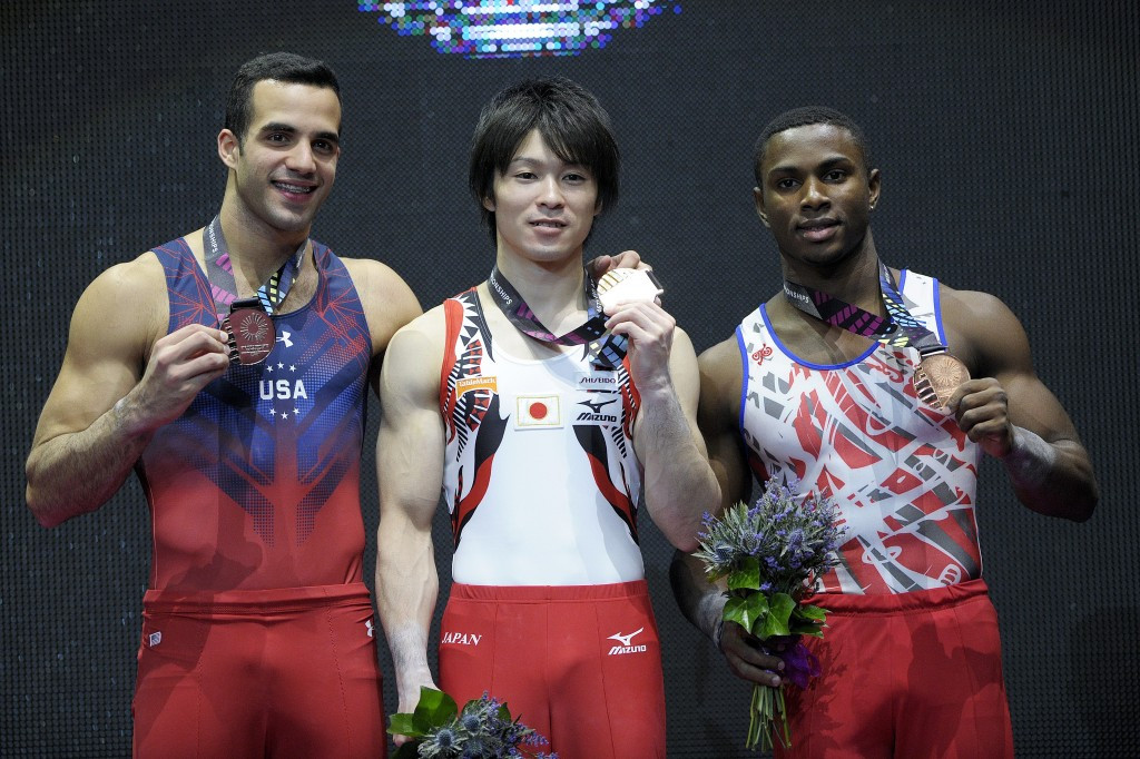 Kohei Uchimura of Japan continued his gold medal-laden World Championships by winning the men's high bar title ©Getty Images