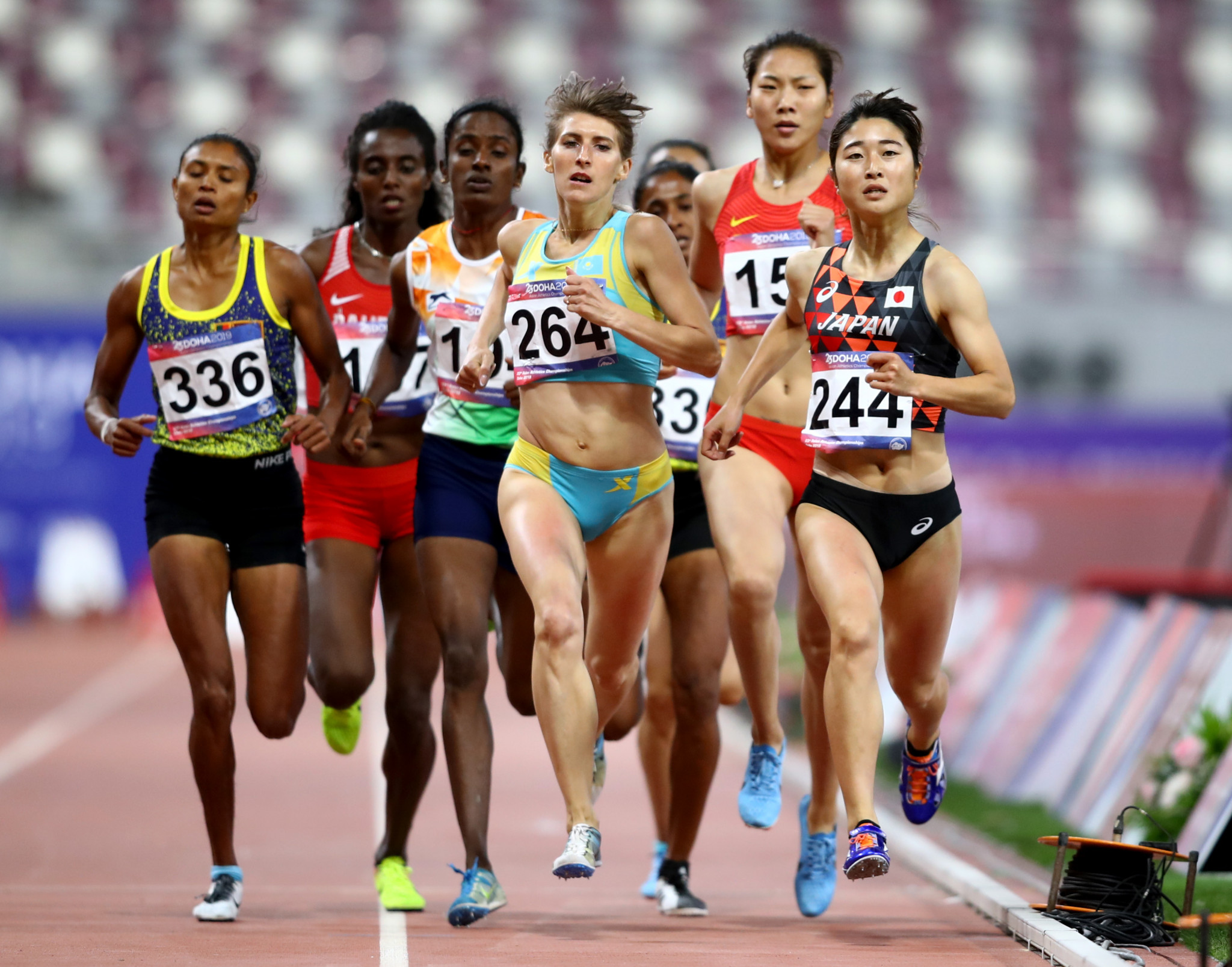Gomathi Marimuthu of India, third left, stands to lose the Asian women's 800m title she won in Doha last month after testing postive for a banned substance ©Getty Images