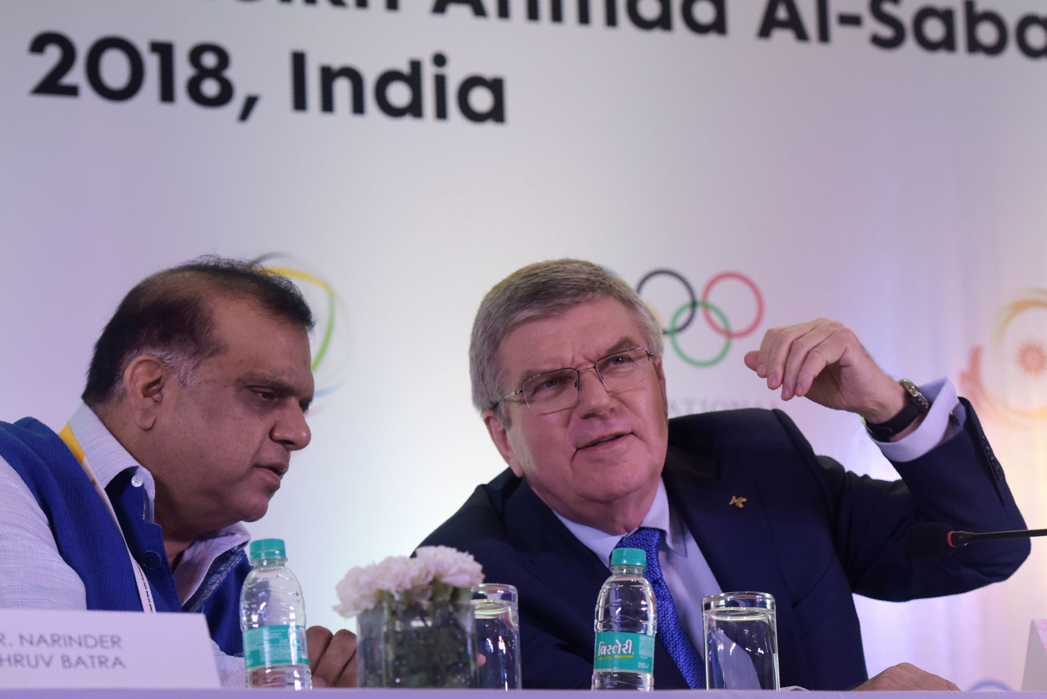 Indian Olympic Committee and International Hockey Federation President Narinder Batra, left, is set to join the IOC after it was announced by Thomas Bach, right, that he was among 10 new members being put forward ©Getty Images