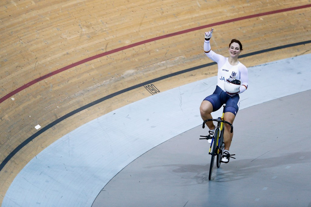 Kristina Vogel claimed a thrilling sprint win to take women's keirin gold