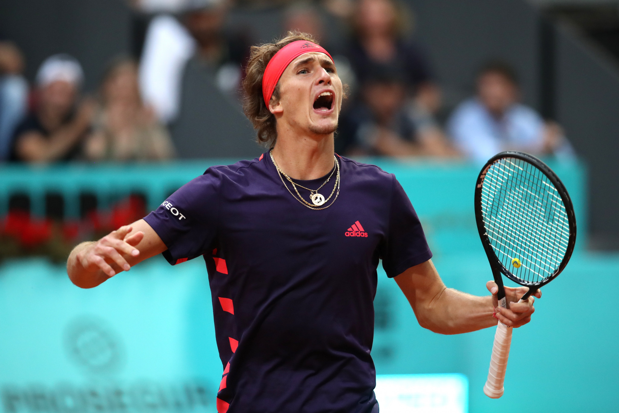 Fifth-seed Alex Zverev smashed a racquet as he overcame Australian John Millman in round one at Roland Garros © Getty Images