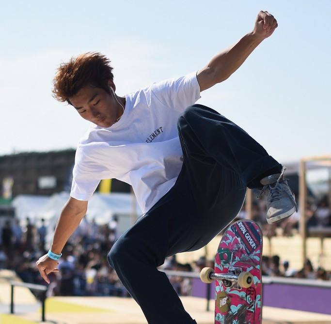Japan's Ryo Sagawa continued his impressive run as he topped qualifying in the skateboard street competition at the FISE World Series in Montpellier ©Getty Images