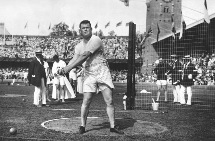 Matt McGrath of the United States en route to Olympic gold in the hammer at Stockholm 1912 ©Getty Images